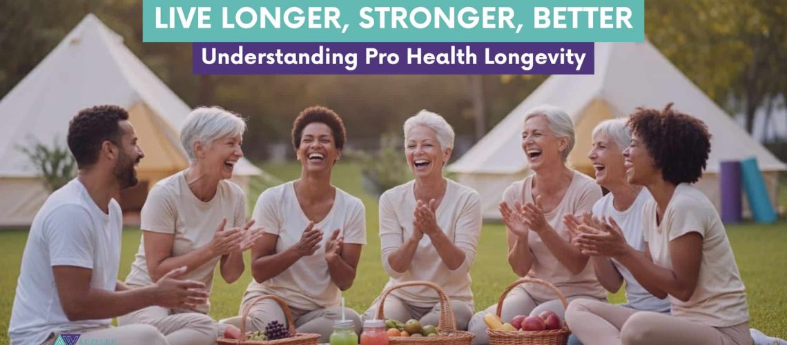 Group of older adults and friends enjoying a picnic outdoors, laughing together, symbolizing vitality, community, and healthy aging.